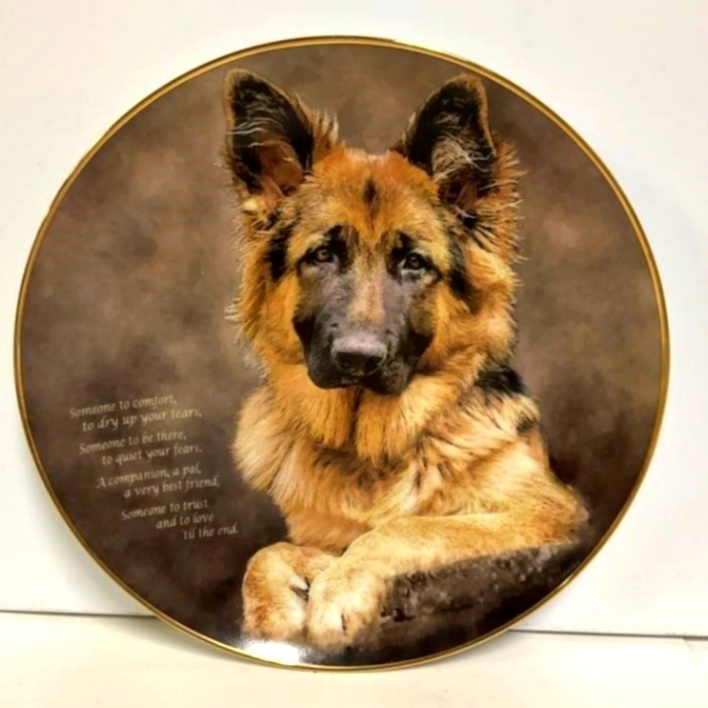 Danbury Mint Cherished German Shepards Someone to Comfort Porcelain Plate